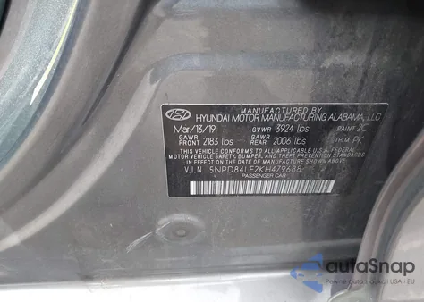 2019 Hyundai Elantra Sel z USA, uszkodzony, nr VIN 5NPD84LF2KH479688